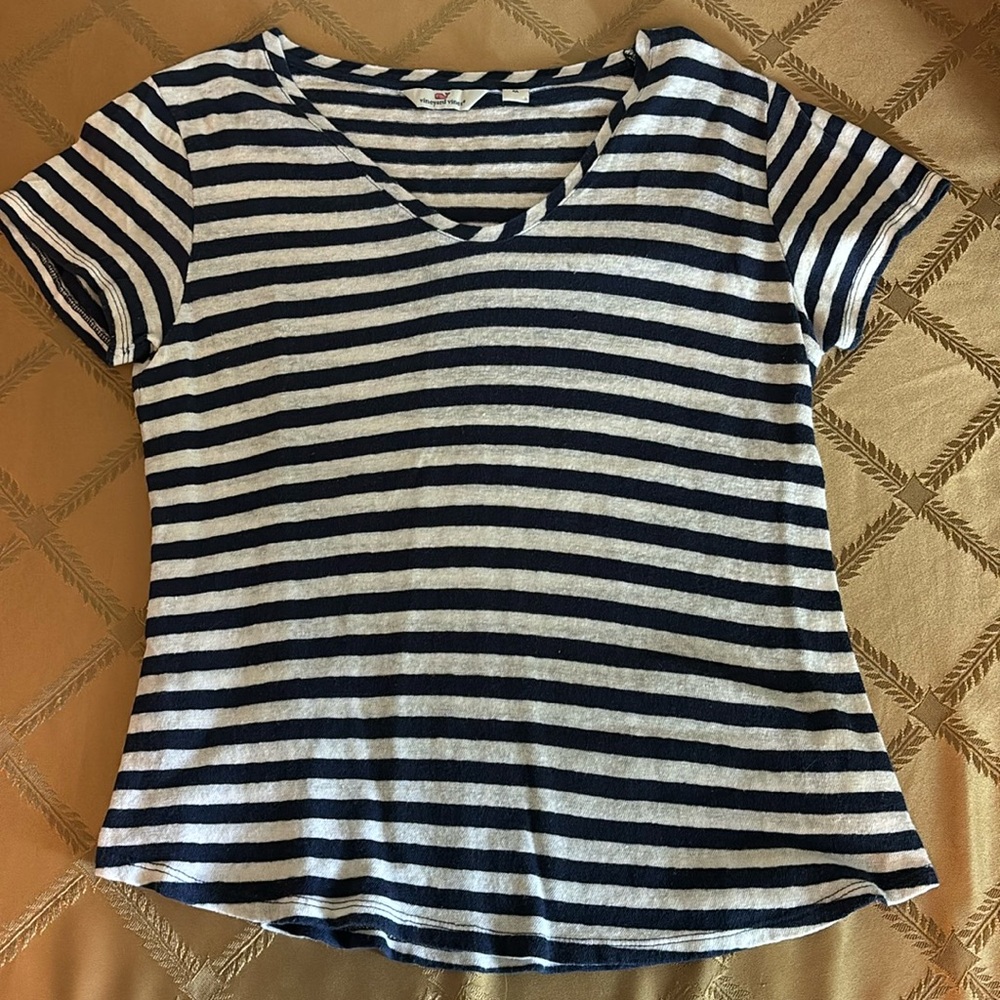 Blue and White Stripped Vineyard Vines Shirt